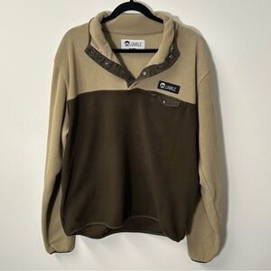 GNARLY men's beige brown 1/4 zip fleece pullover, XL.